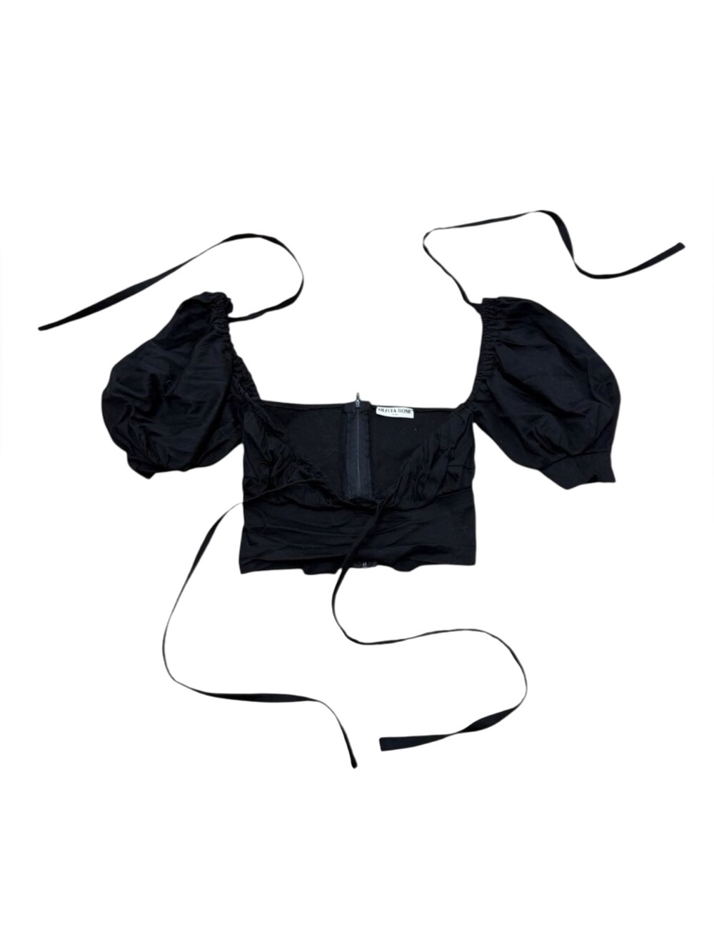 Vintage Women’s Olivia Rose Black Puff Sleeve Crop Top y2k